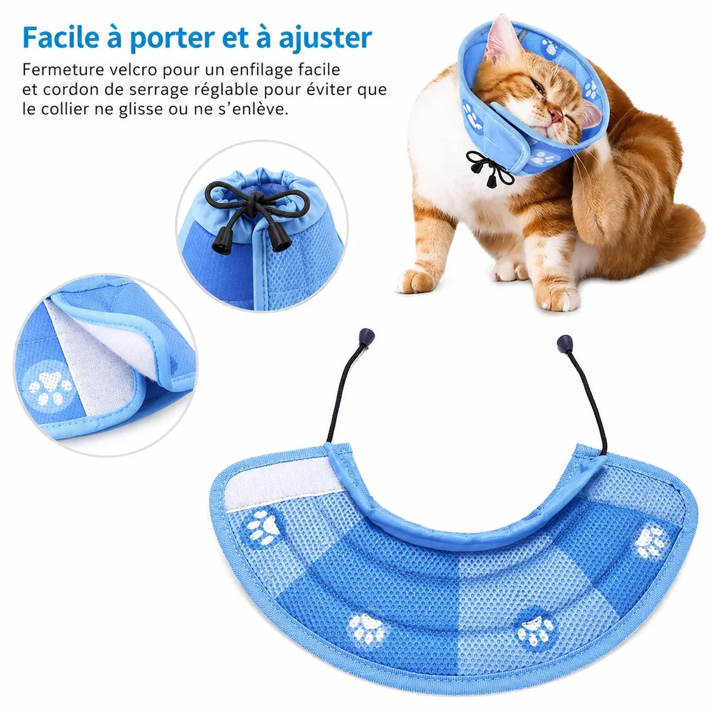 Collerette souple chat - Cône doux respirant bords pliables