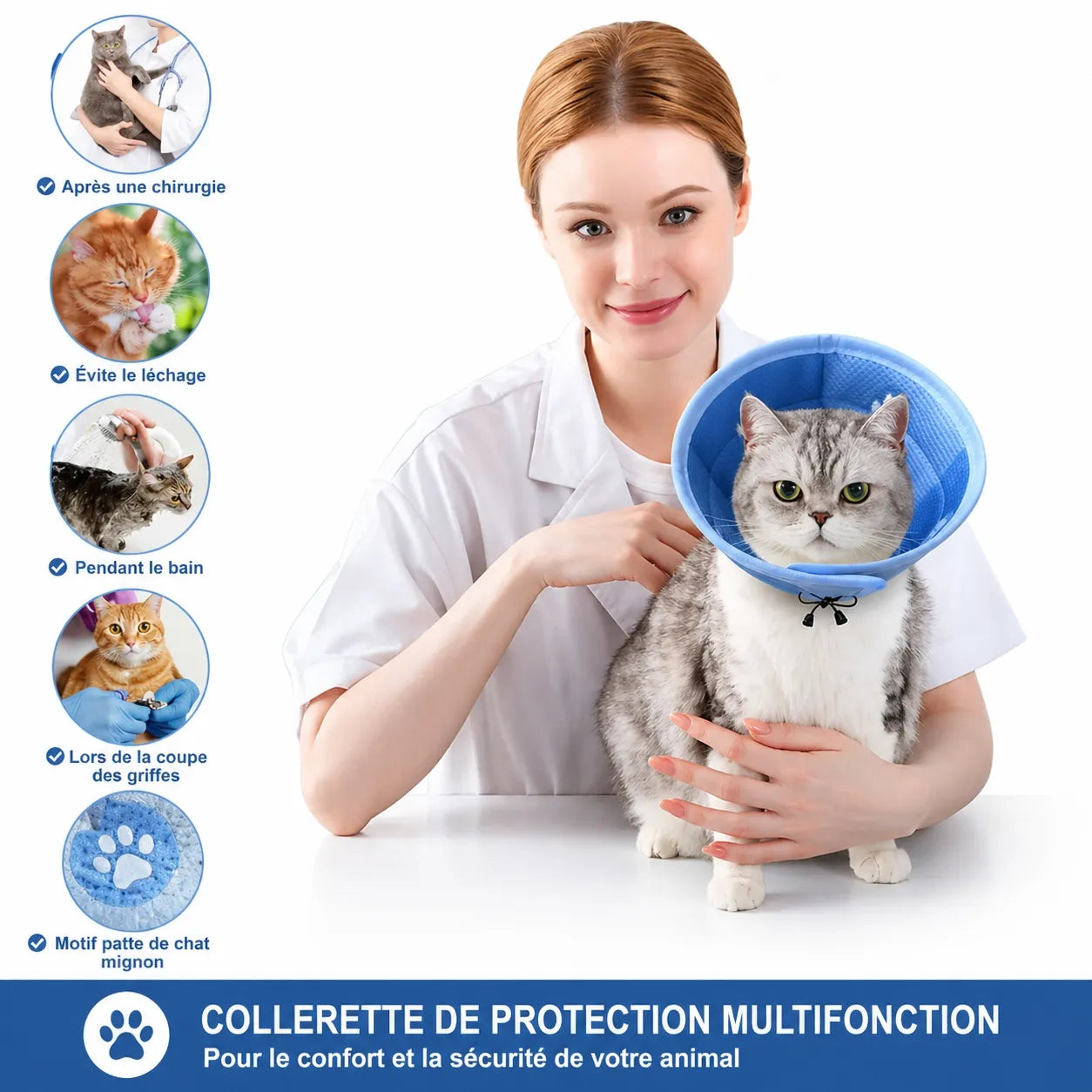 Collerette souple chat - Cône doux respirant bords pliables