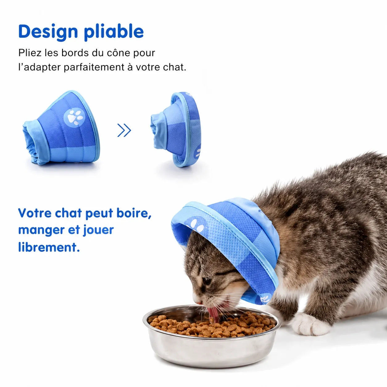Collerette souple chat - Cône doux respirant bords pliables
