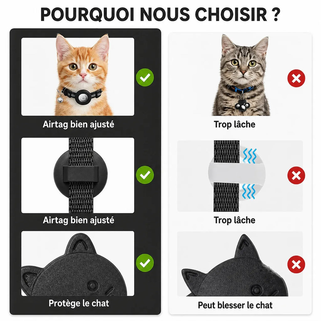 Collier Airtag Chat - Réfléchissant, Sécurisé et Confortable