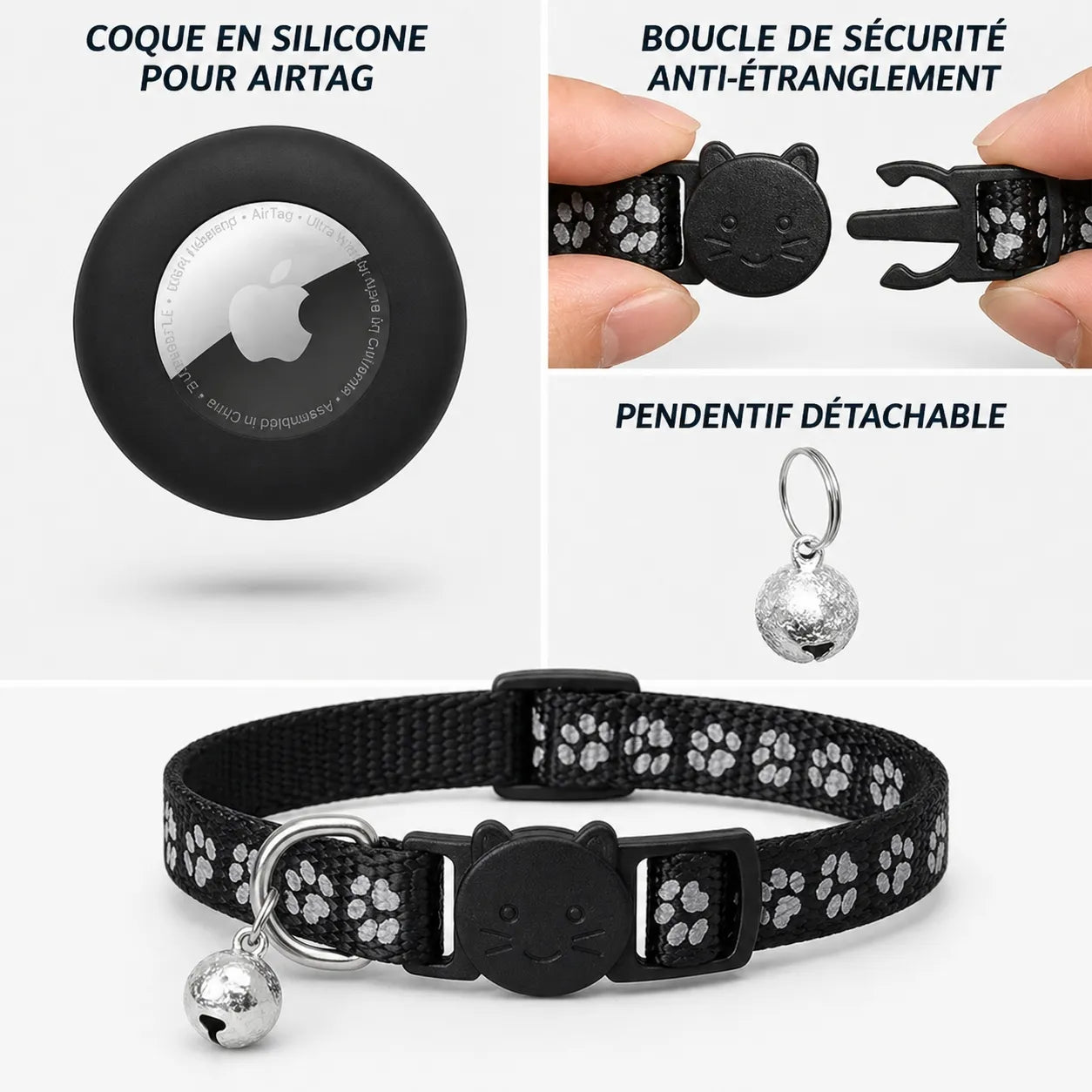 Collier Airtag Chat - Réfléchissant, Sécurisé et Confortable