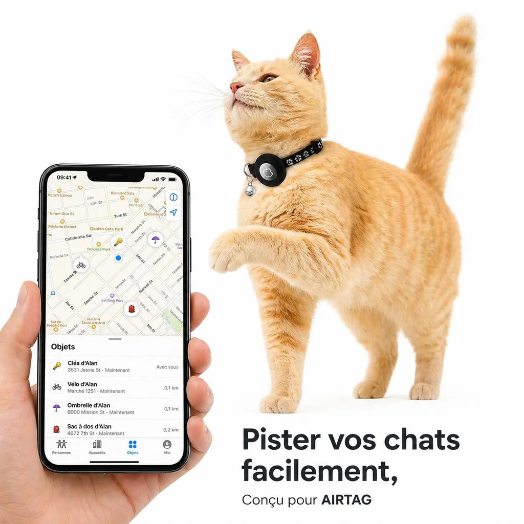 Collier Airtag Chat - Réfléchissant, Sécurisé et Confortable