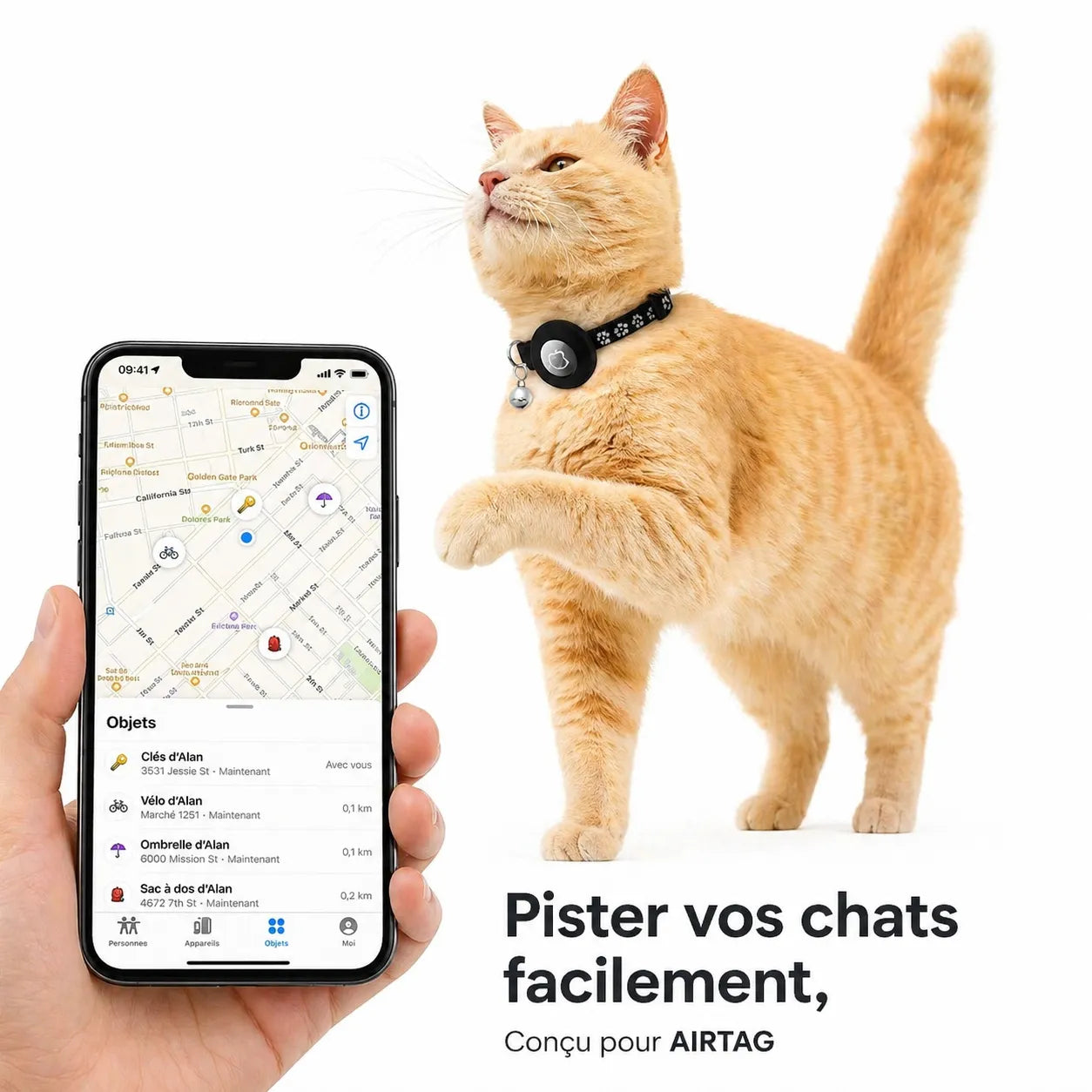 Collier Airtag Chat - Réfléchissant, Sécurisé et Confortable