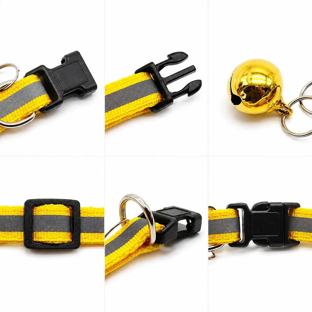 Collier chat réfléchissant à clochette - Lot de 2 coloris