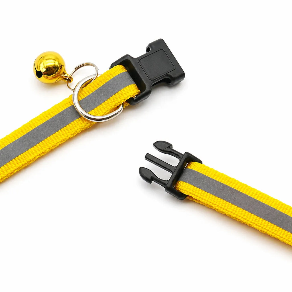 Collier chat réfléchissant à clochette - Lot de 2 coloris