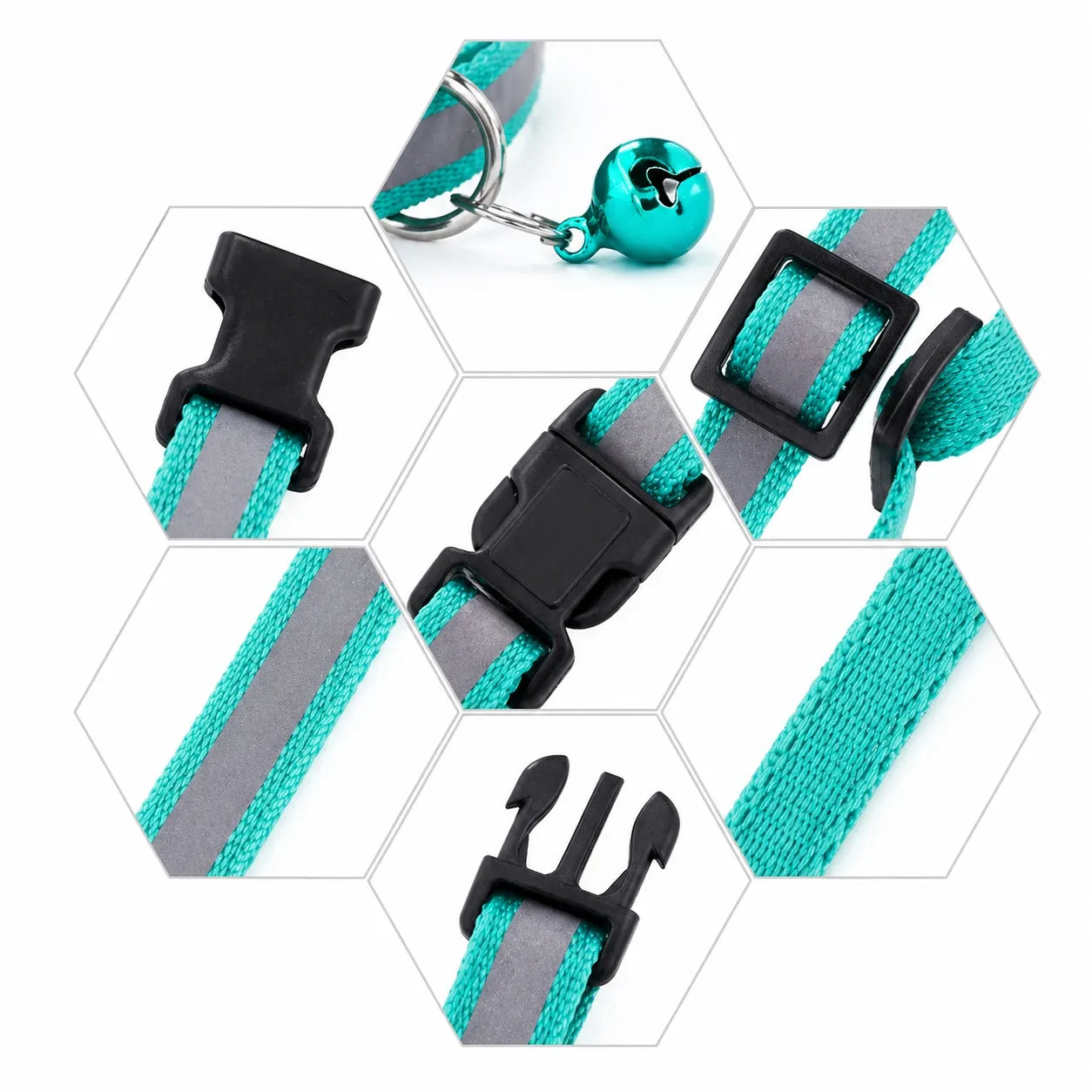 Collier chat réfléchissant à clochette - Lot de 2 coloris