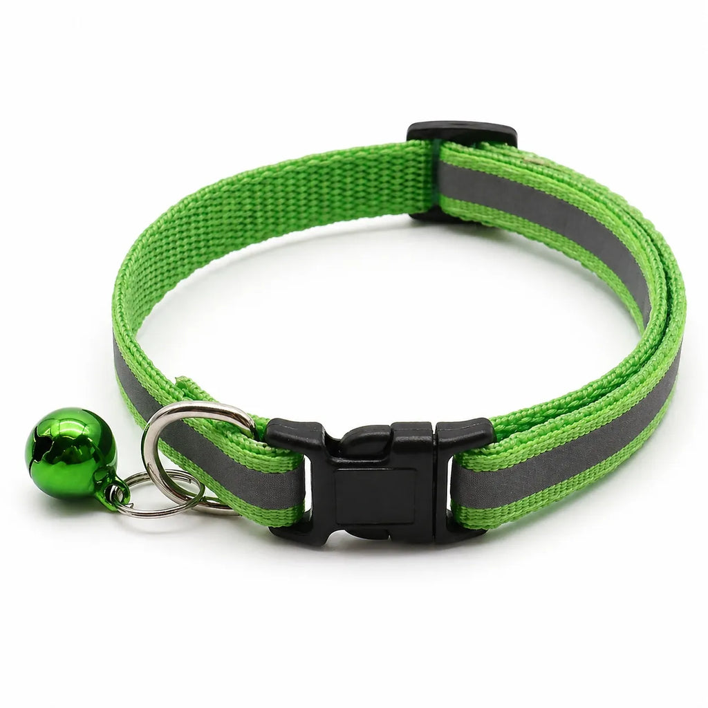 Collier chat réfléchissant à clochette - Lot de 2 coloris