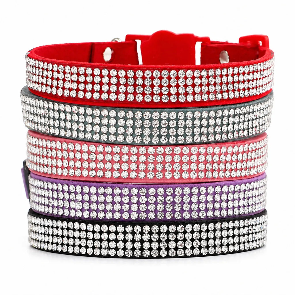 Collier chat suédé strass - Clochette sécurité S et XS