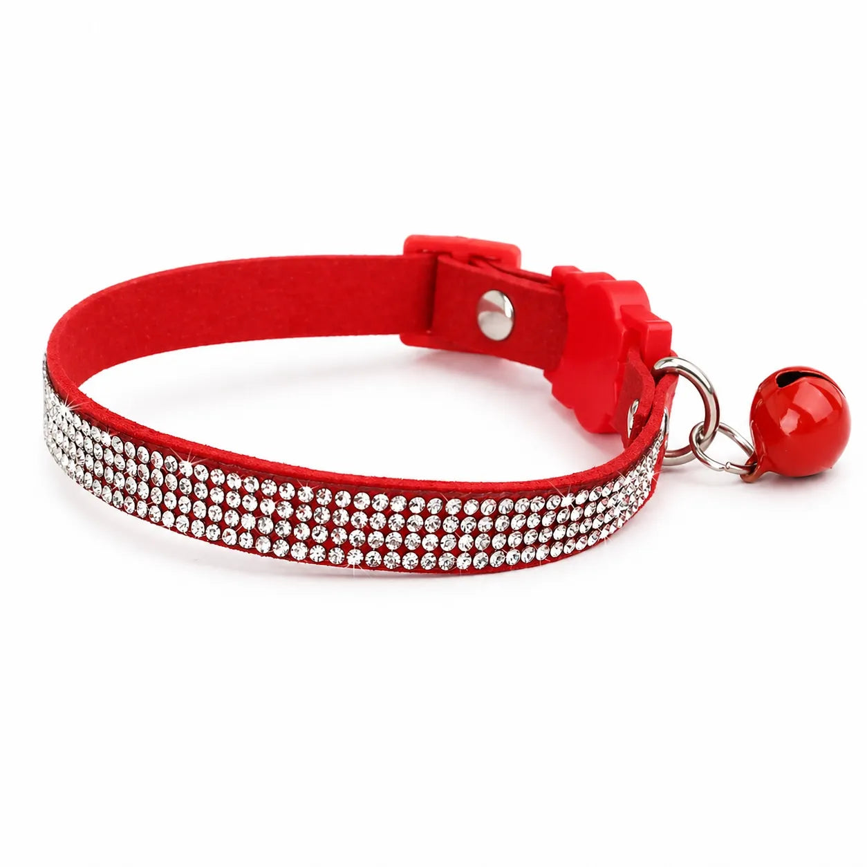 Collier chat suédé strass - Clochette sécurité S et XS