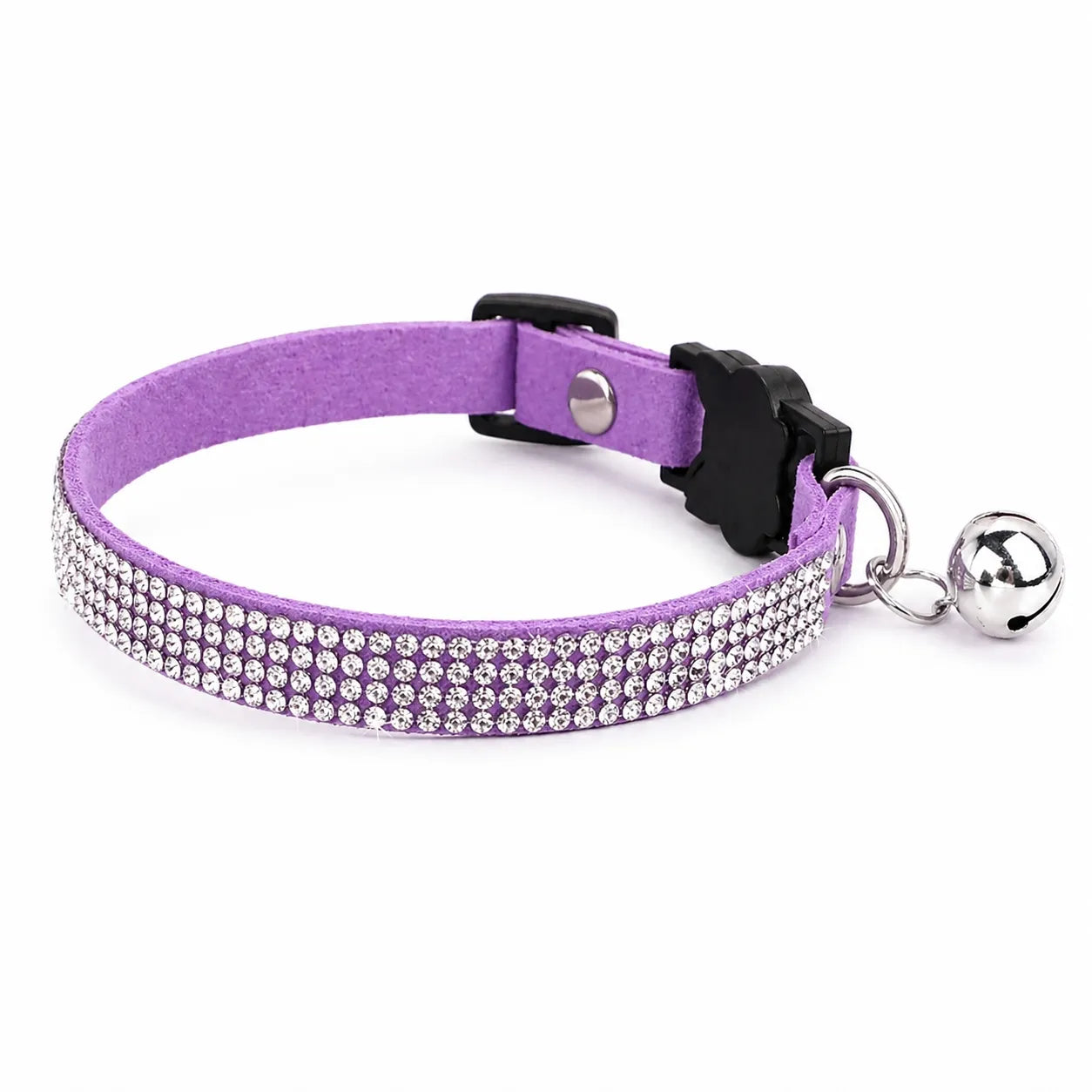 Collier chat suédé strass - Clochette sécurité S et XS