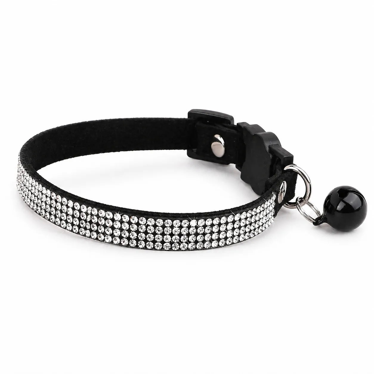 Collier chat suédé strass - Clochette sécurité S et XS