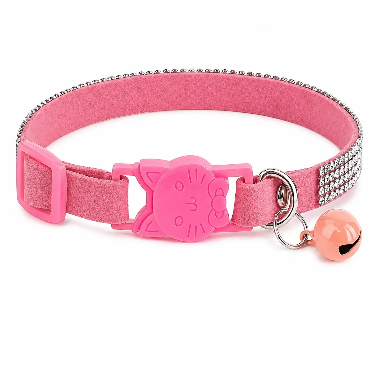 Collier chat suédé strass - Clochette sécurité S et XS