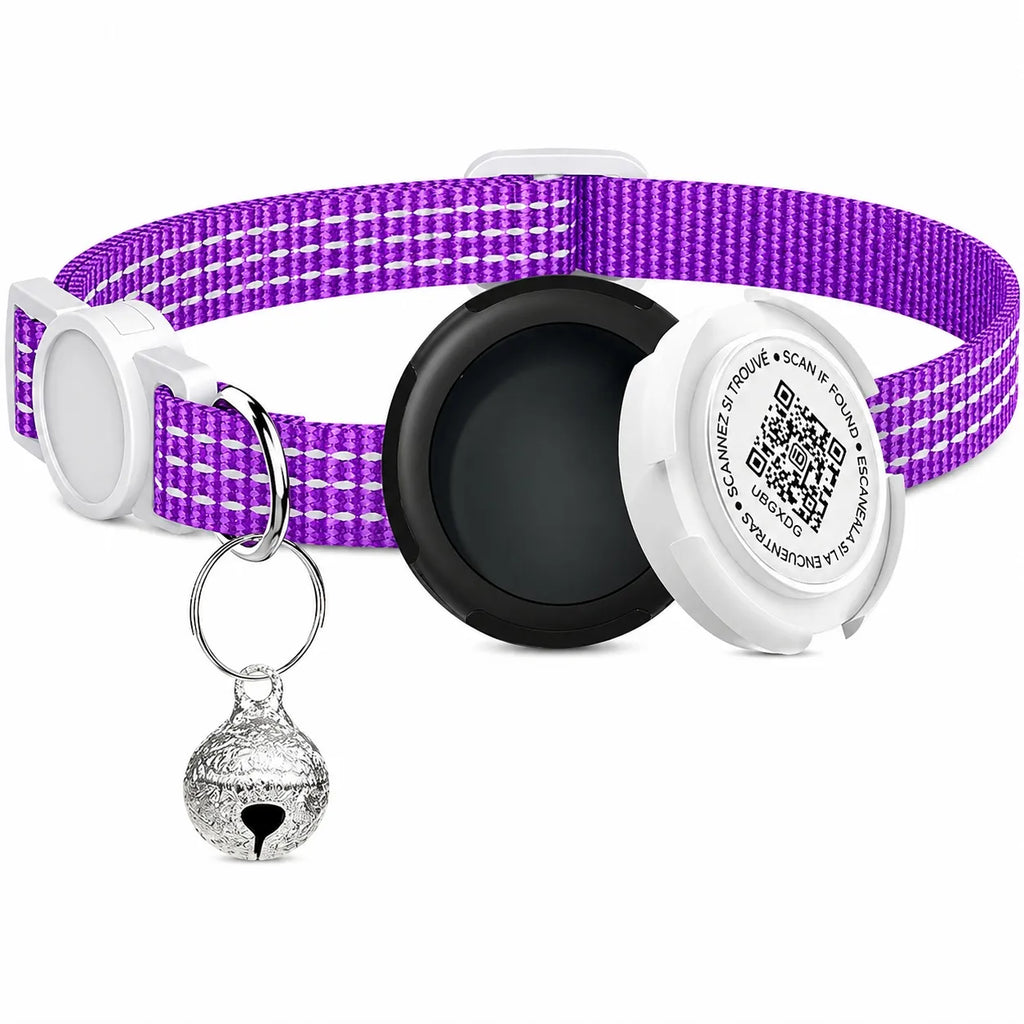 Collier GPS chat sans abonnement pour Airtag - QR code sécurité