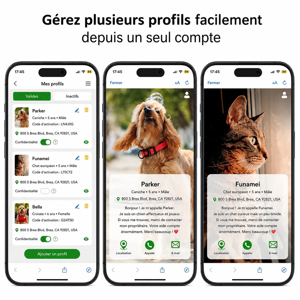 Collier GPS chat sans abonnement pour Airtag - QR code sécurité