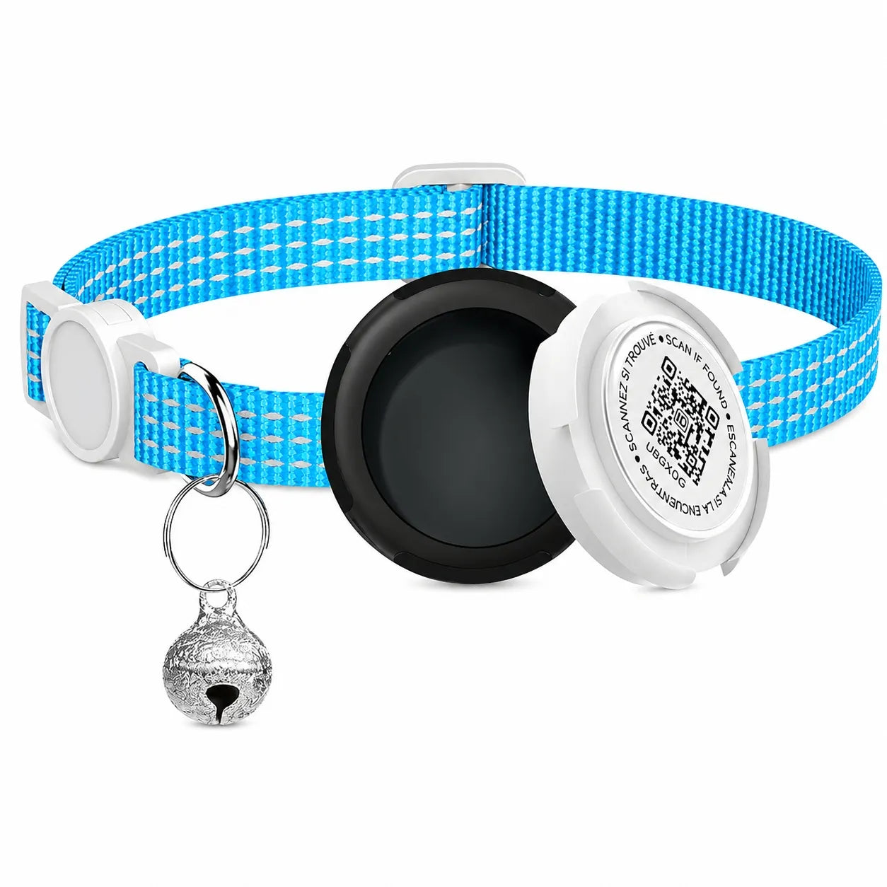 Collier GPS chat sans abonnement pour Airtag - QR code sécurité