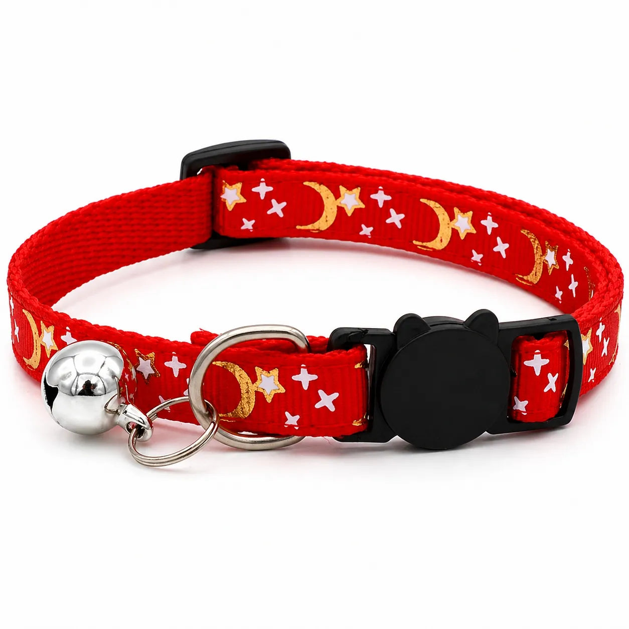 Collier pour chat étoiles et lunes - Clochette réglable 8 coloris