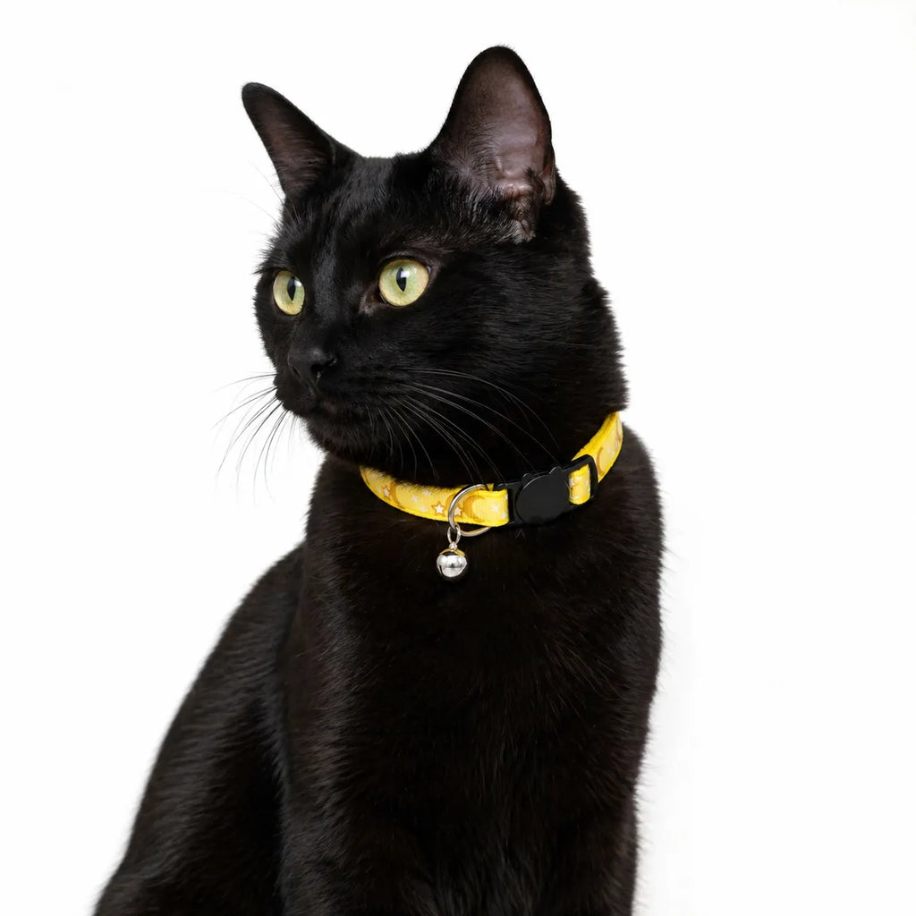 Collier pour chat étoiles et lunes - Clochette réglable 8 coloris