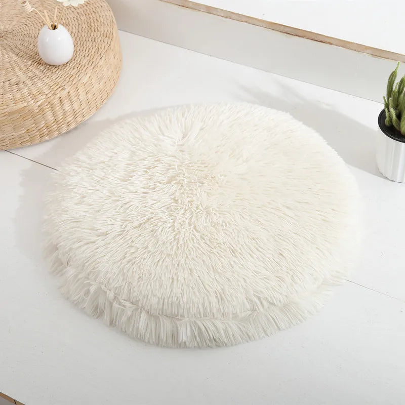 Coussin rond chat en peluche - Nid douillet pour félin