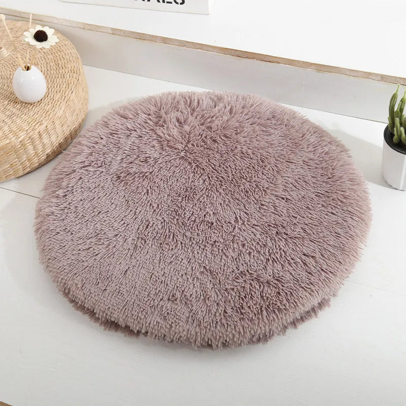 Coussin rond chat en peluche - Nid douillet pour félin