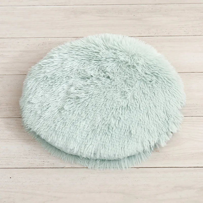 Coussin rond chat en peluche - Nid douillet pour félin