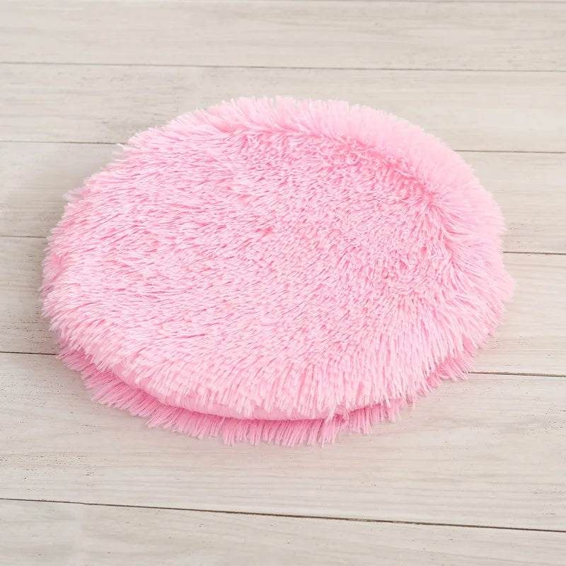 Coussin rond chat en peluche - Nid douillet pour félin
