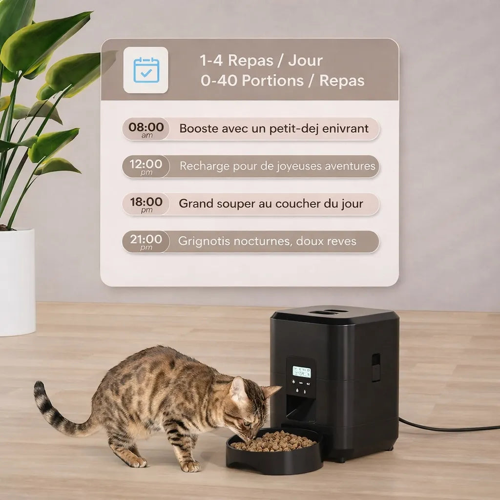 Distributeur croquette chat automatique avec Wifi - Repas programmés