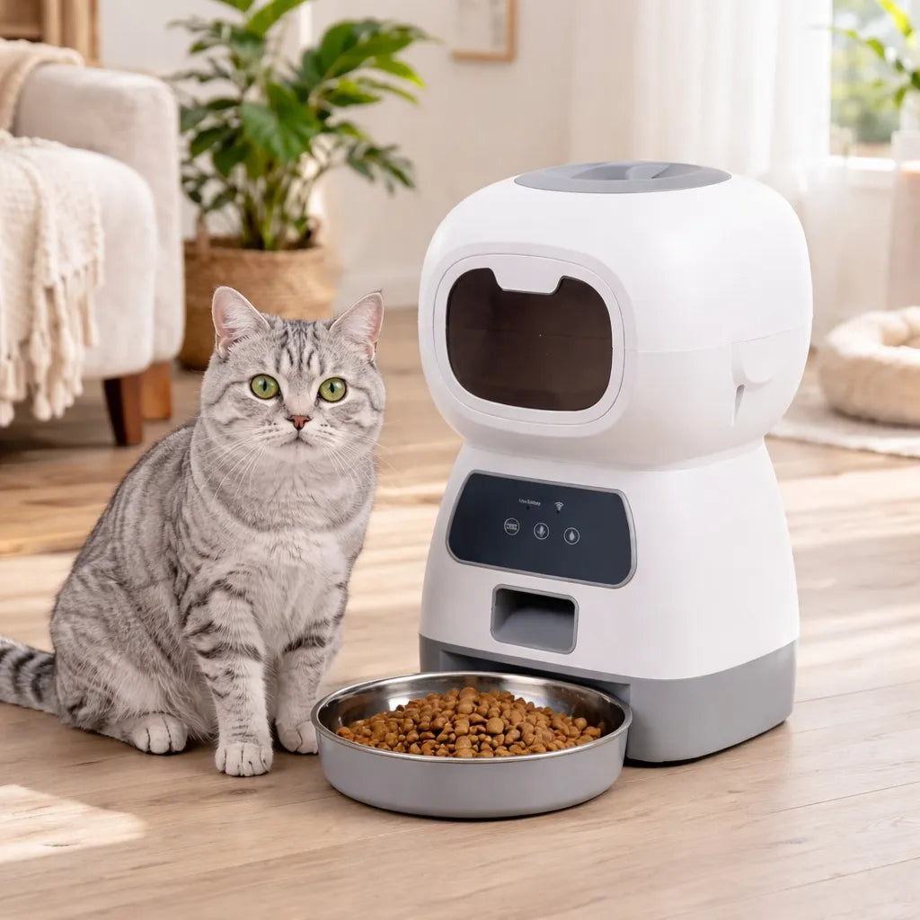 Distributeur croquette chat WiFi 3,5L - Message vocal inclus