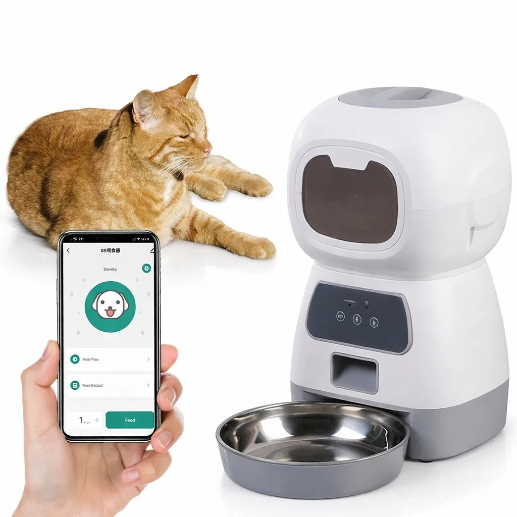 Distributeur croquette chat WiFi 3,5L - Message vocal inclus