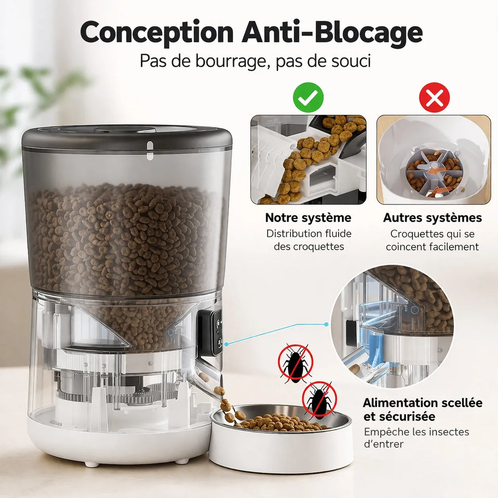 Distributeur croquettes chat 4L - Programmable anti-insectes