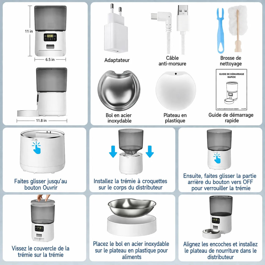 Distributeur croquettes chat 4L - Programmable anti-insectes