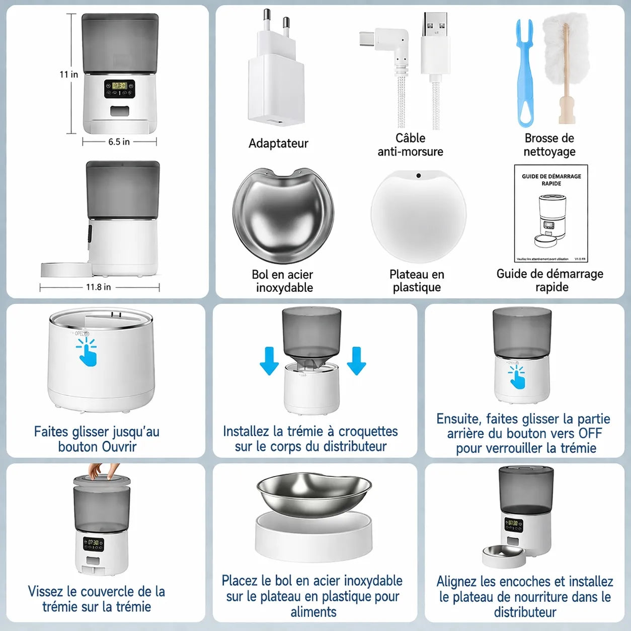 Distributeur croquettes chat 4L - Programmable anti-insectes