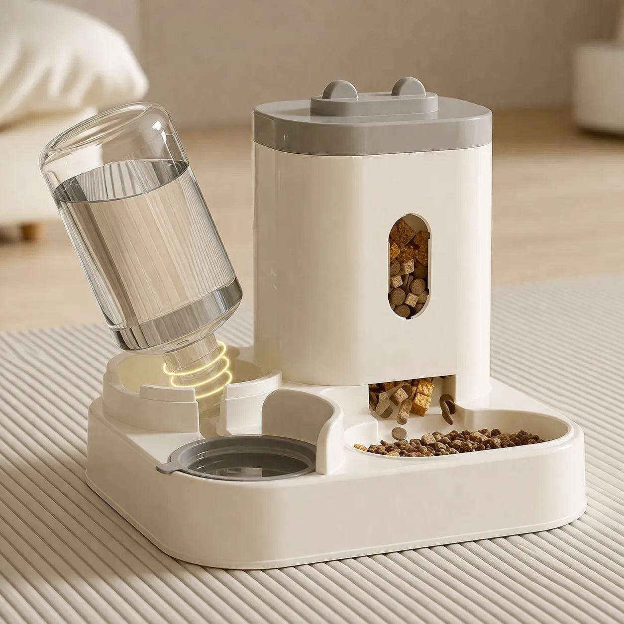 Distributeur eau et croquette chat - Grande capacité