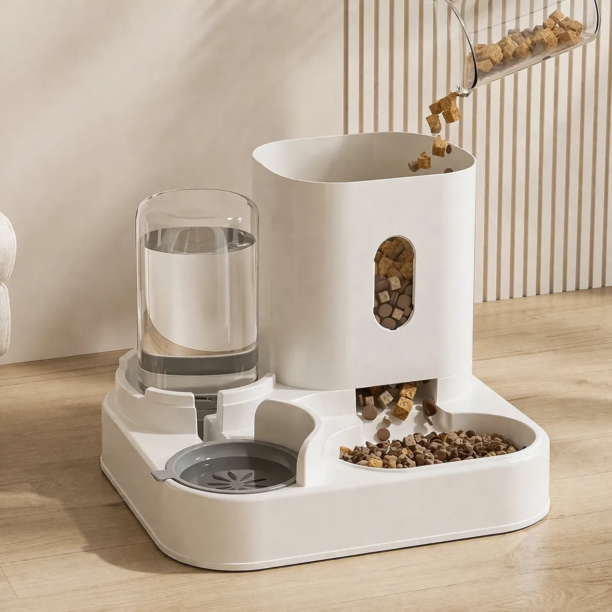 Distributeur eau et croquette chat - Grande capacité