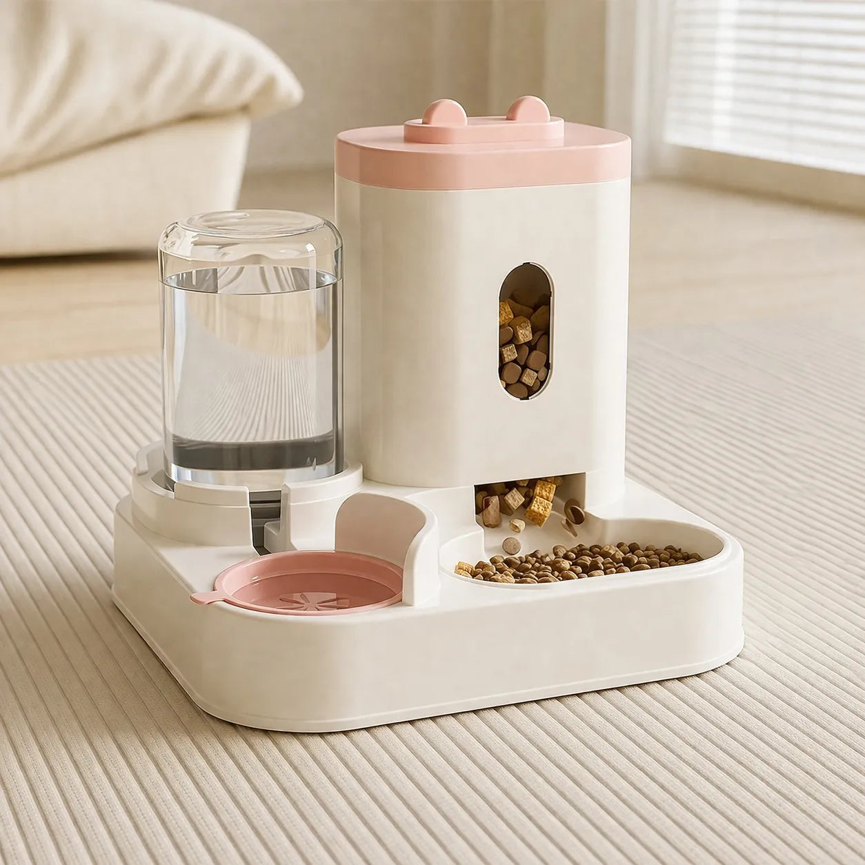 Distributeur eau et croquette chat - Grande capacité