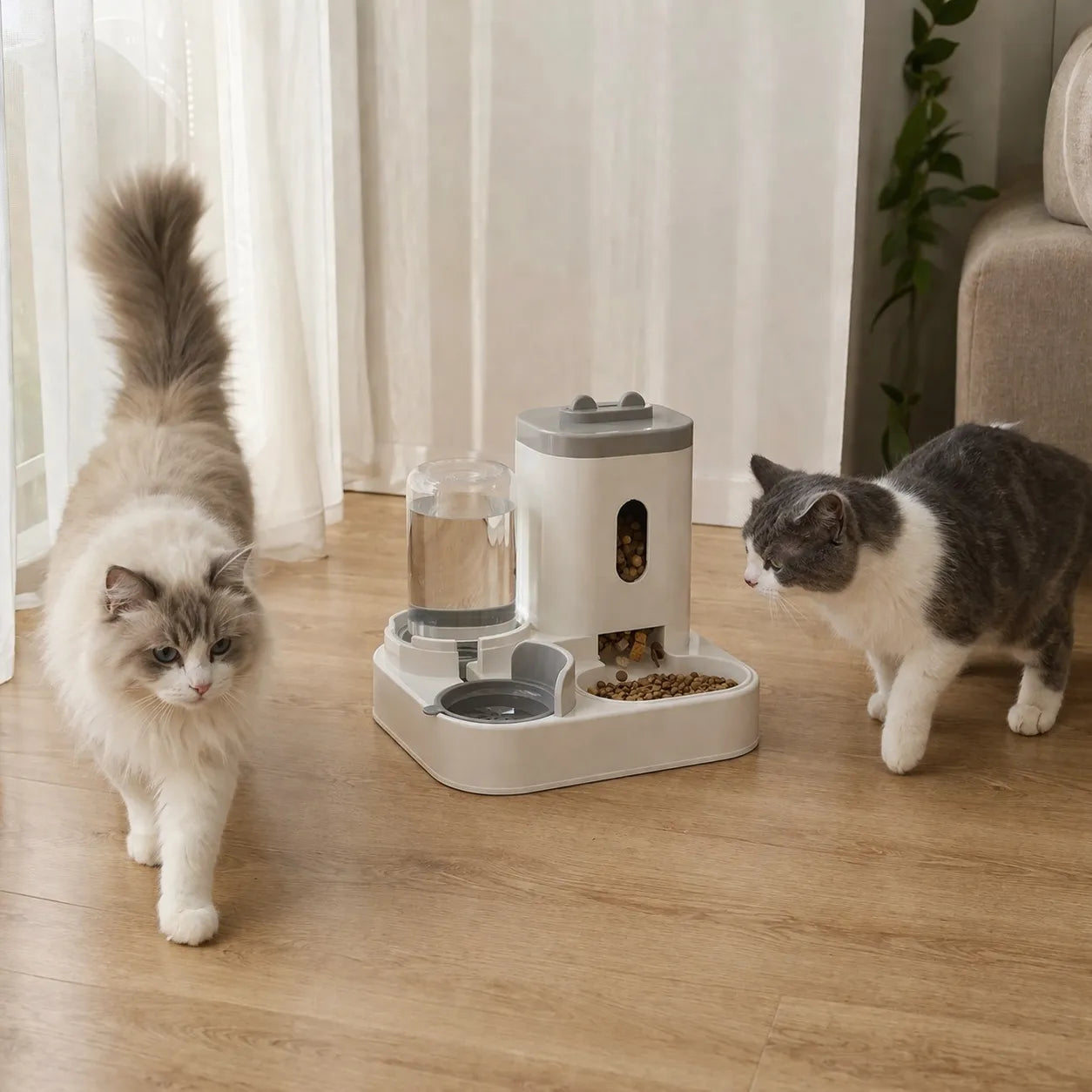 Distributeur eau et croquette chat - Grande capacité