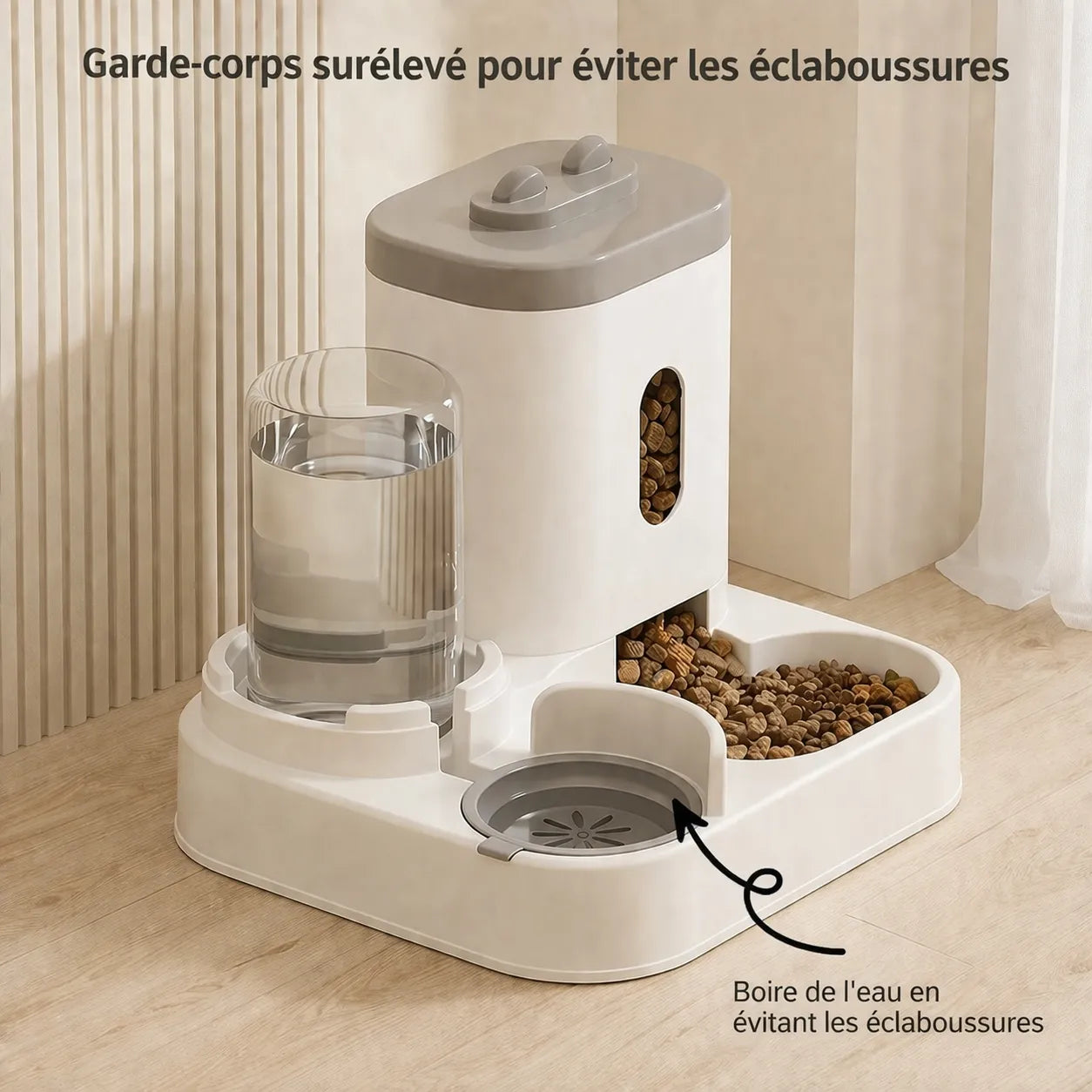 Distributeur eau et croquette chat - Grande capacité