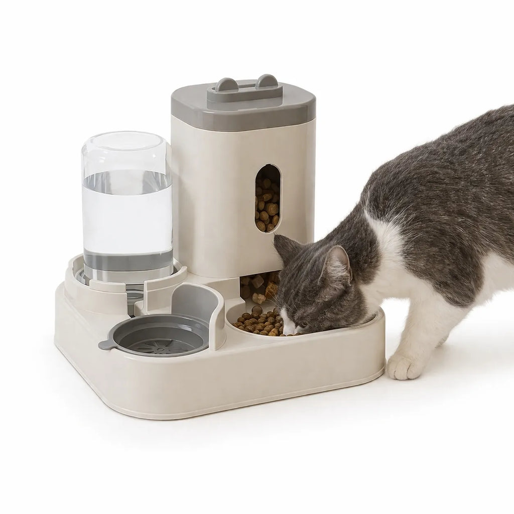 Distributeur eau et croquette chat - Grande capacité