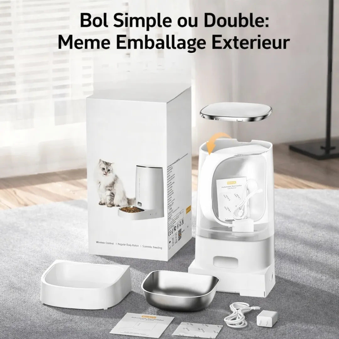 Distributeur eau et croquette chat WiFi 4L - Automatique