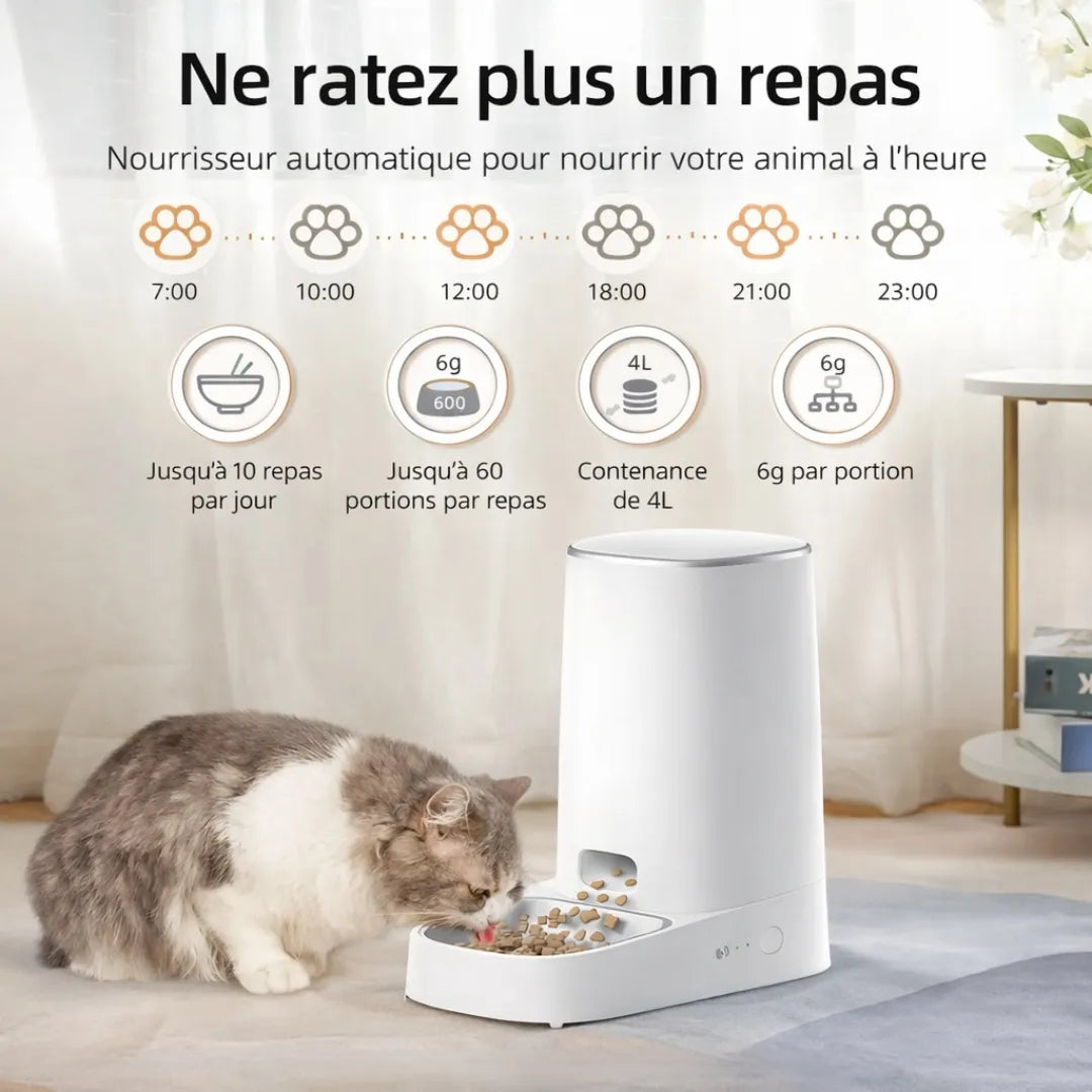 Distributeur eau et croquette chat WiFi 4L - Automatique