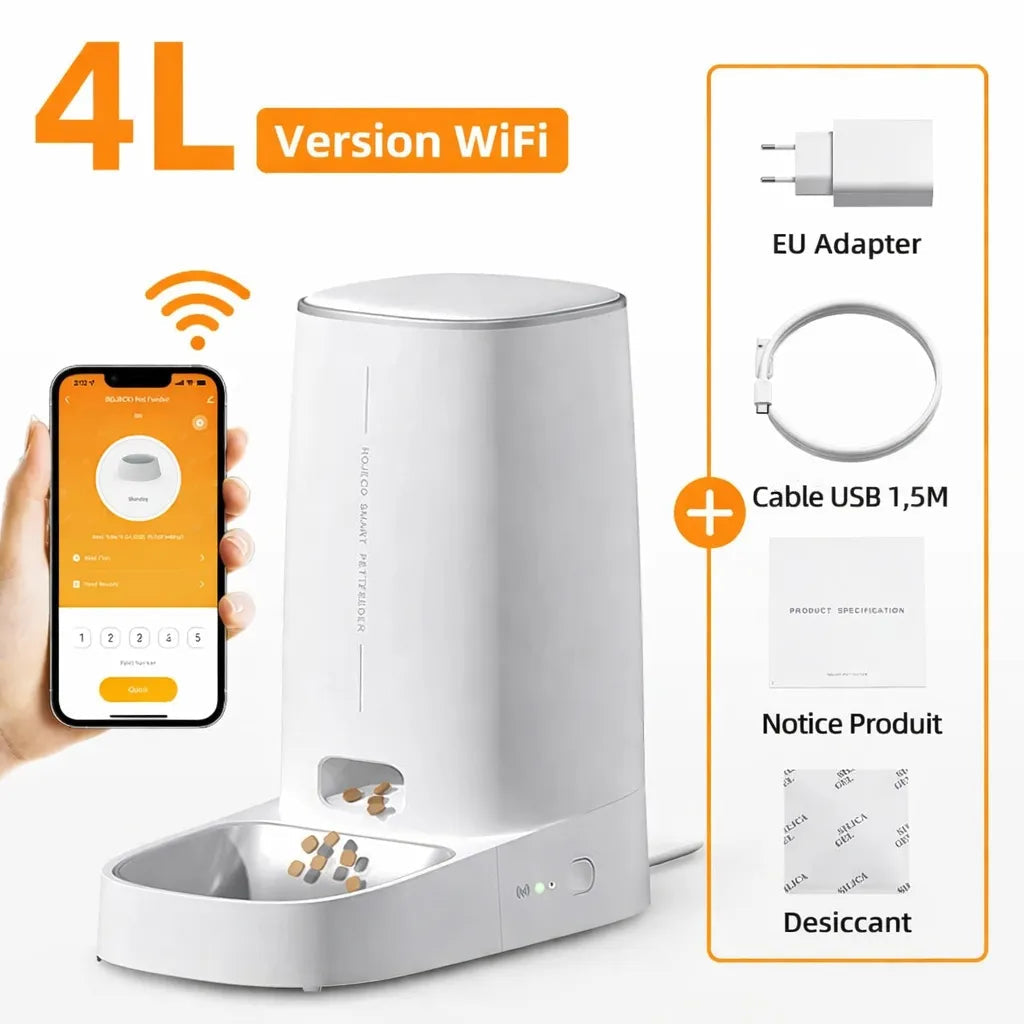 Distributeur eau et croquette chat WiFi 4L - Automatique