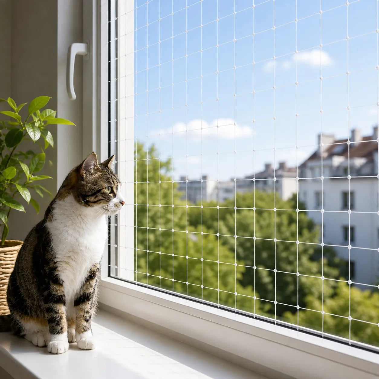 Filet balcon chat transparent - Protection sans perçage