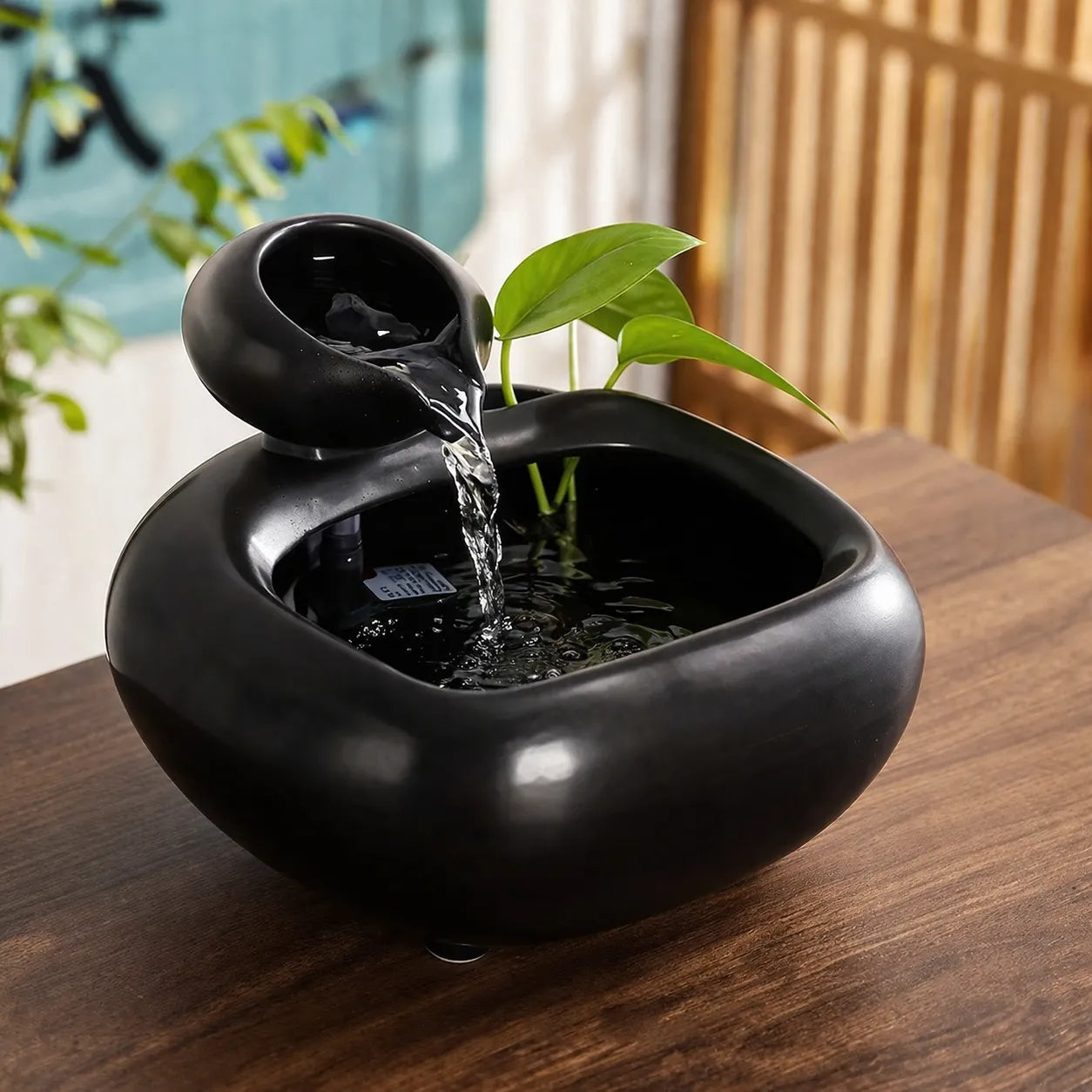 Fontaine à eau pour chat céramique - Cascade Feng Shui USB