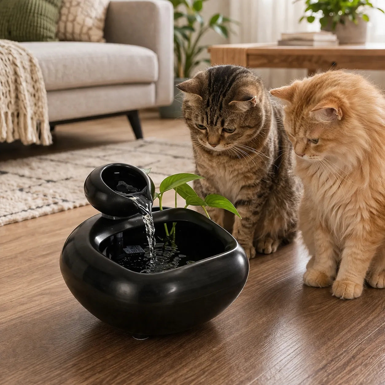 Fontaine à eau pour chat céramique - Cascade Feng Shui USB