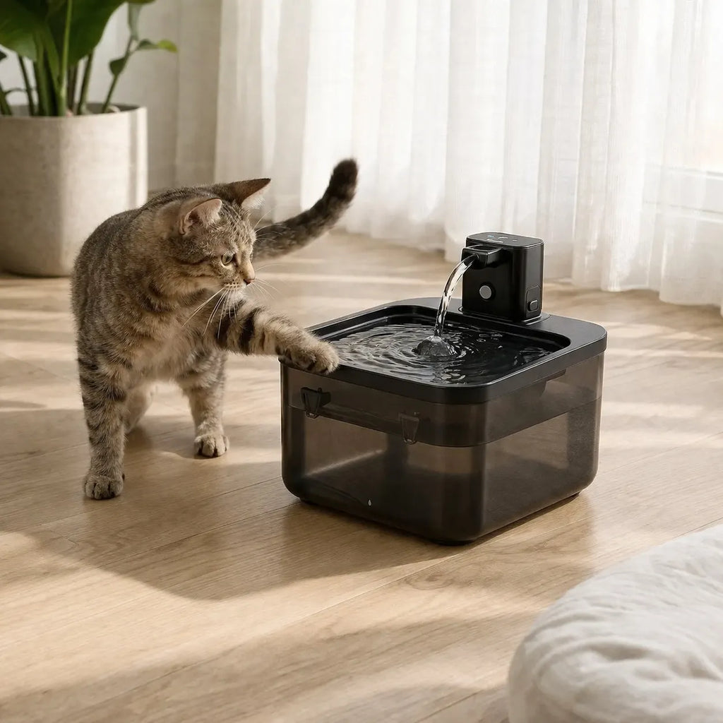 Fontaine à eau sans fil chat - Acier inoxydable 2,5 L