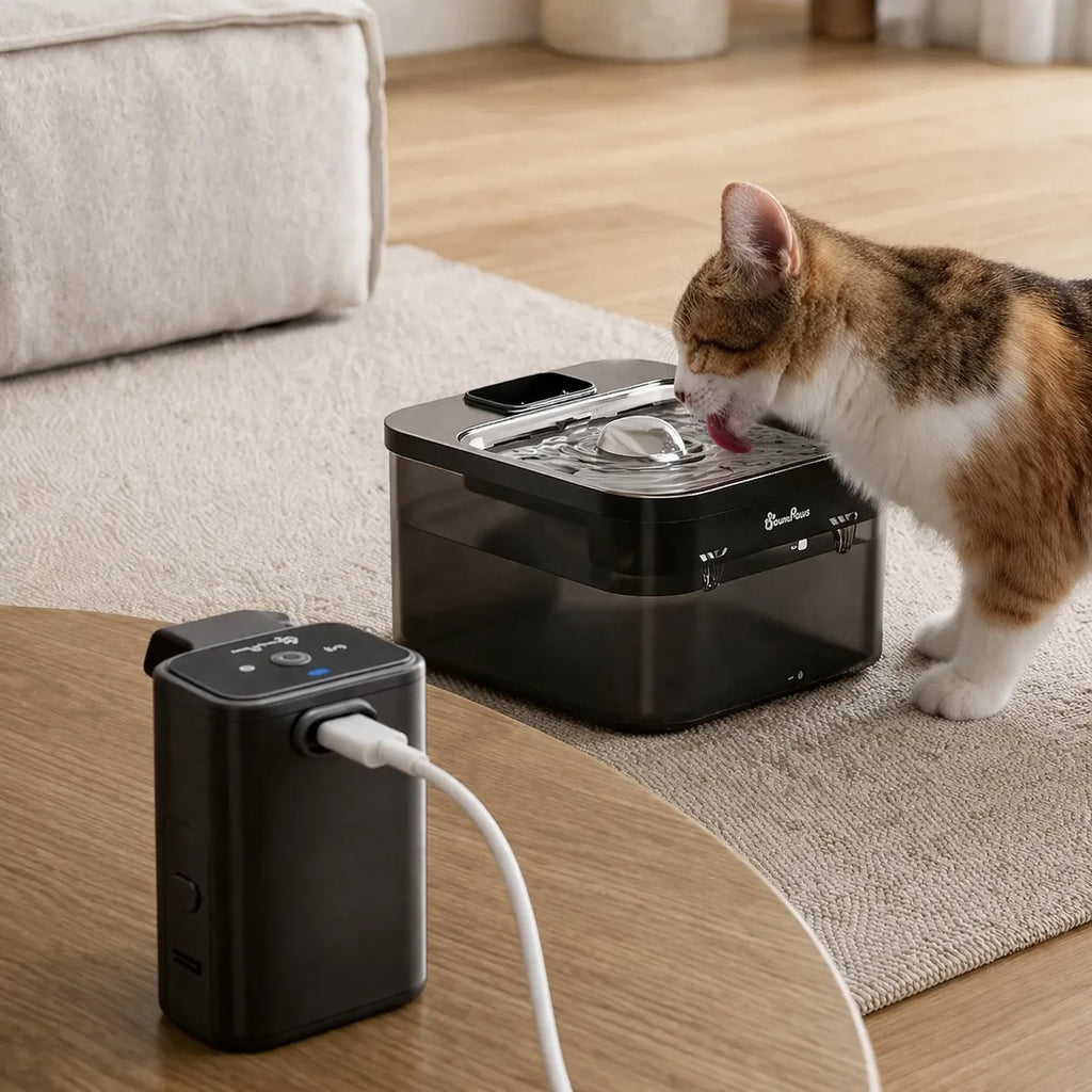 Fontaine à eau sans fil chat - Acier inoxydable 2,5 L