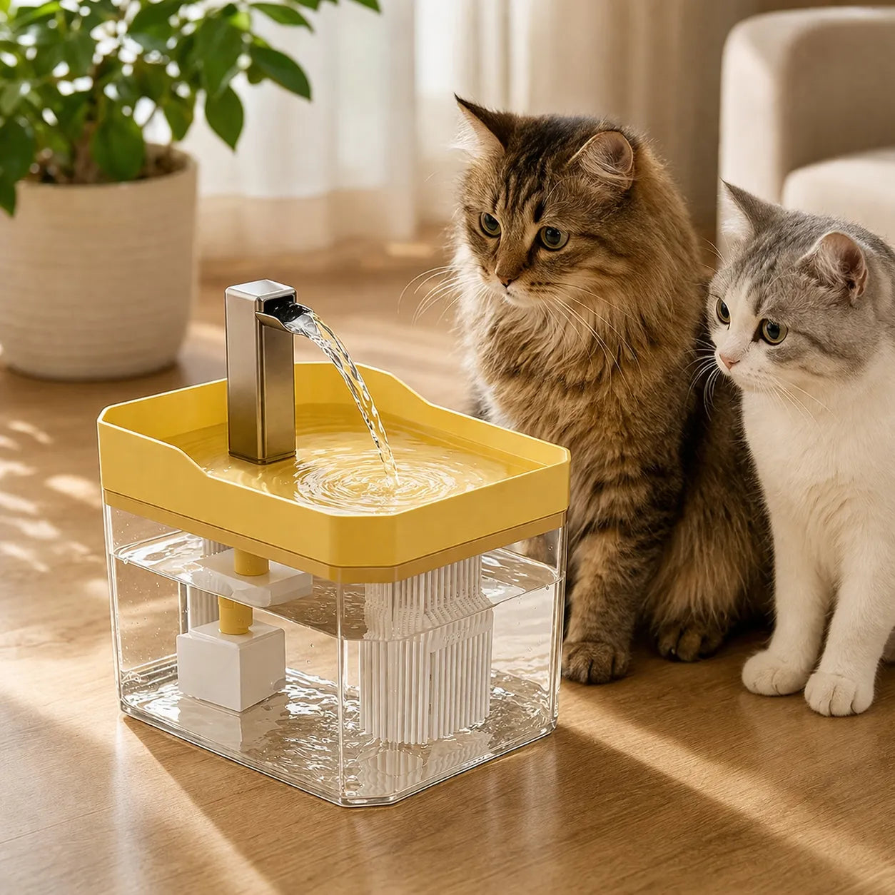 Fontaine filtrante pour chat - Distributeur eau silencieux 1,5L