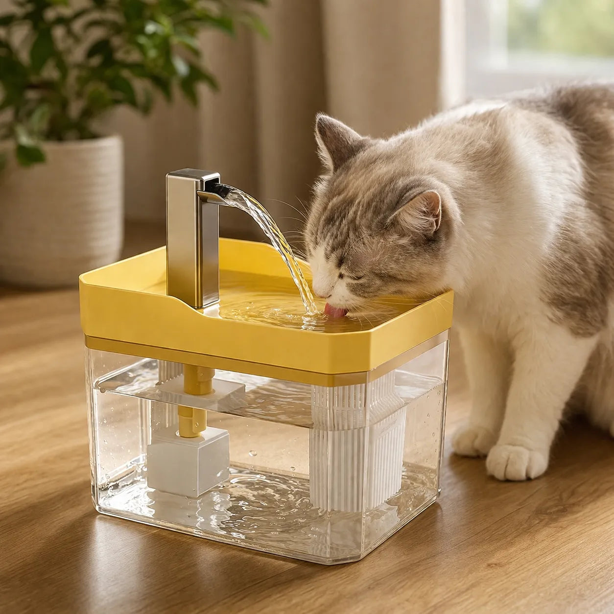 Fontaine filtrante pour chat - Distributeur eau silencieux 1,5L