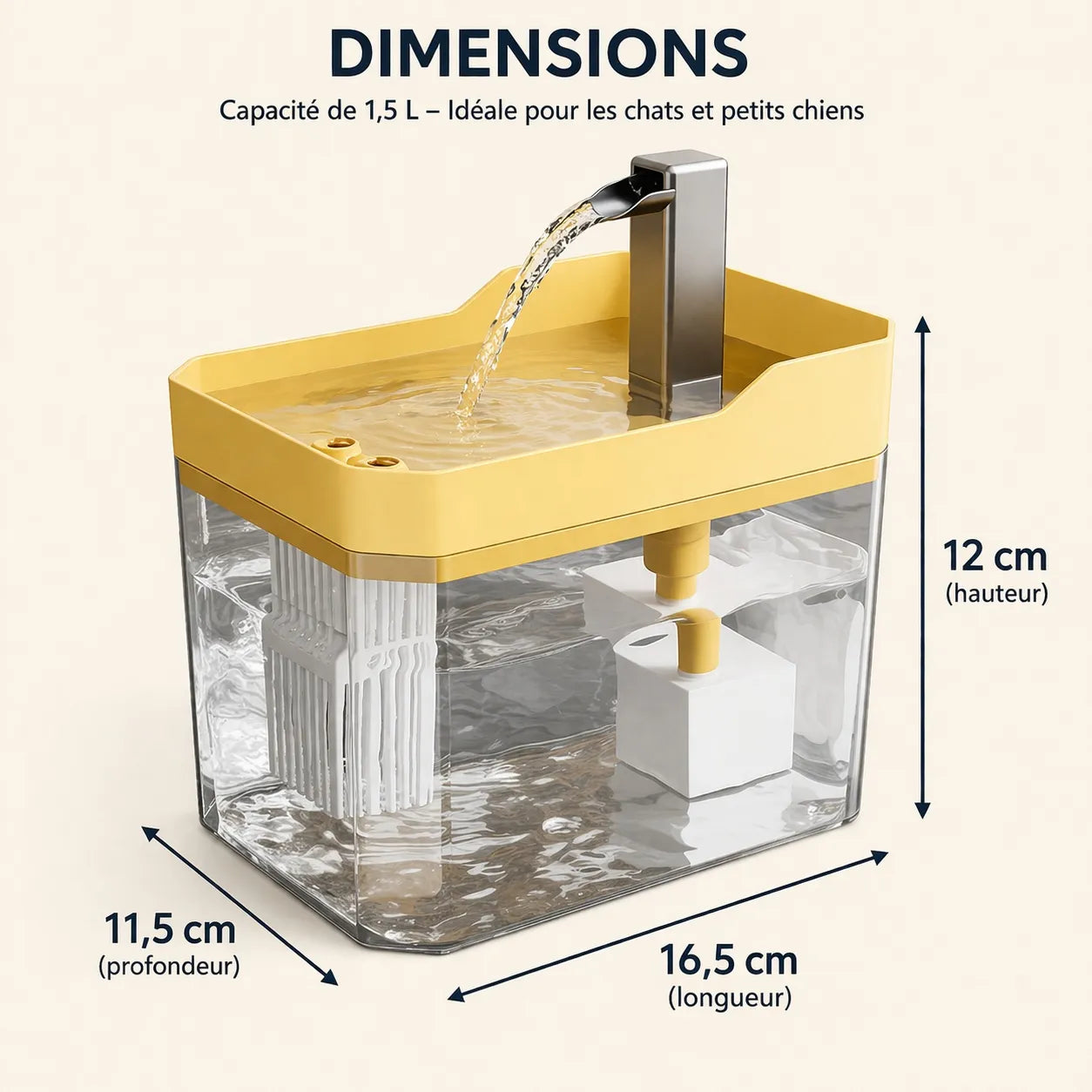 Fontaine filtrante pour chat - Distributeur eau silencieux 1,5L