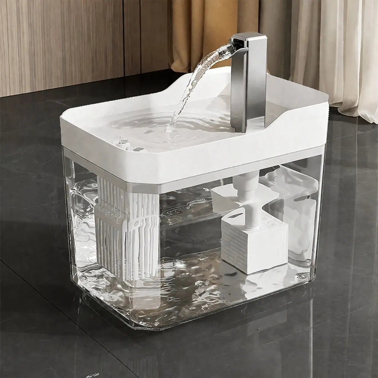 Fontaine filtrante pour chat - Distributeur eau silencieux 1,5L