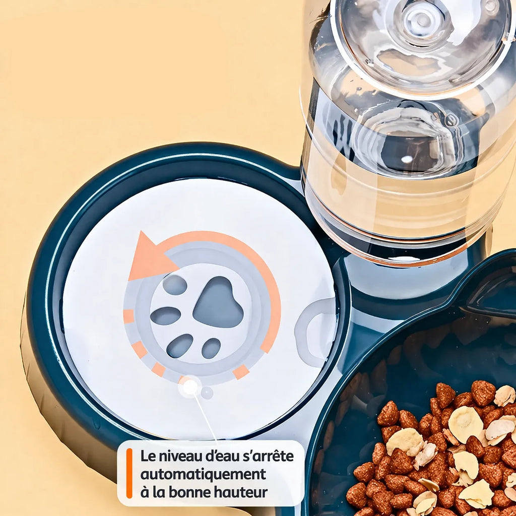 Gamelle chat 3 en 1 - Bols inclinés et distributeur d'eau